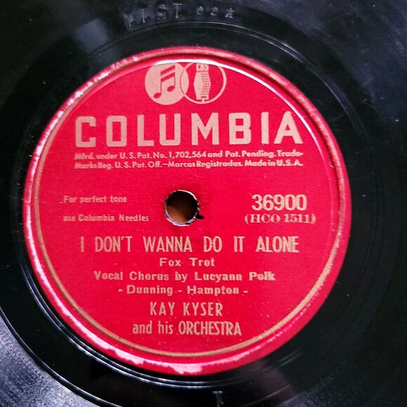 Kay Kyser 78 I Don't Wanna Do It Alone / Slowly Columbia 36900 V+ Jazz 1945 - Picture 2 of 4